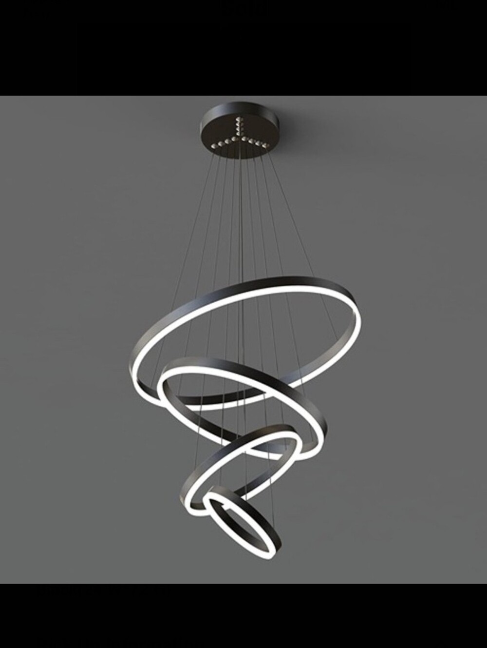 Viruhaka Black 4 Ring Modern Pendant Light 4000k
